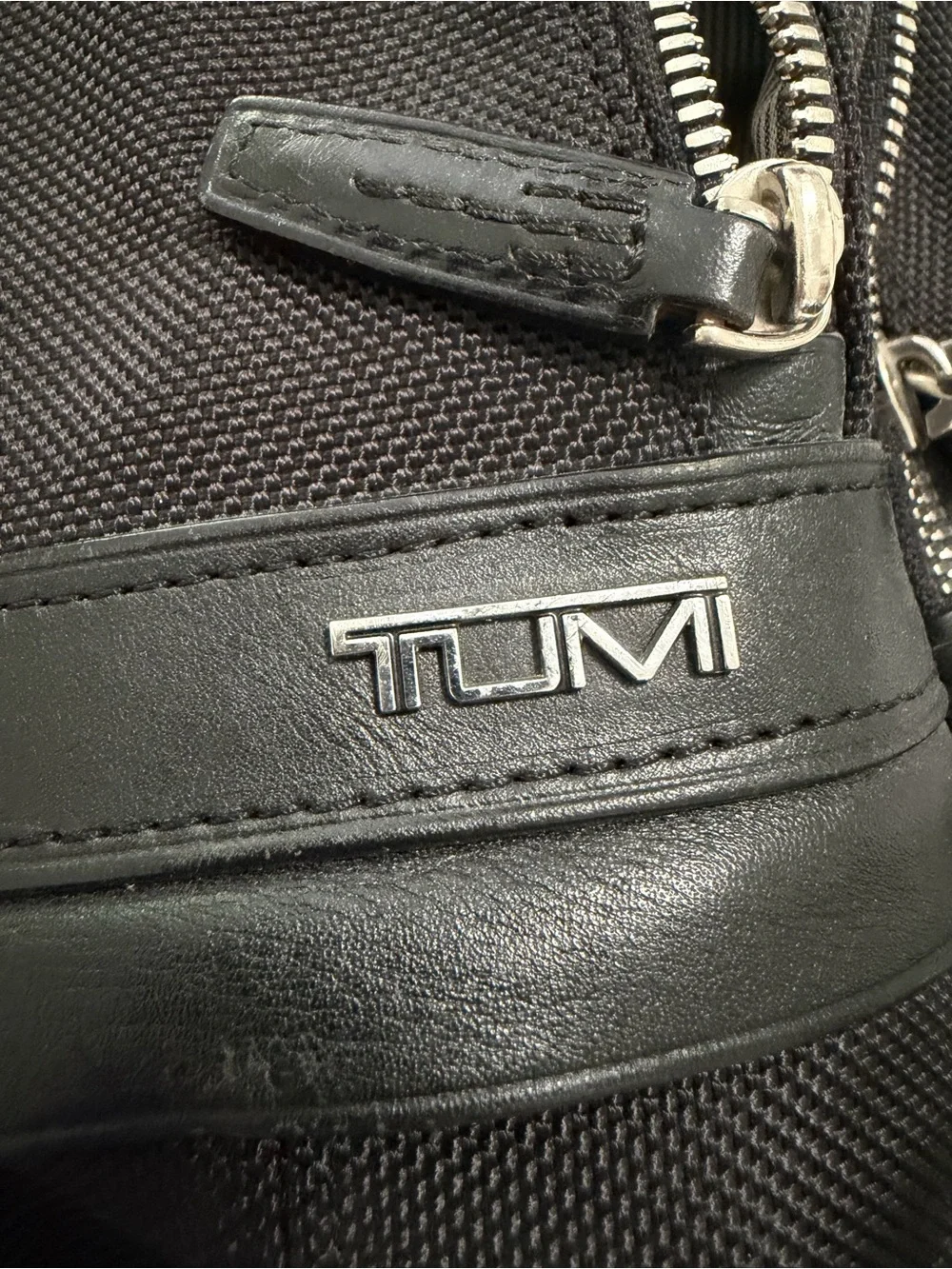 Tumi Black Men's Backpack with Leather Trim